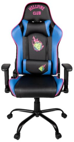 Konix Stranger Things Chaise de Bureau Gaming Premium - Inclinaison siège 150° - Cuir PVC - Coussin lombaires et cervicaux - Motif Hellfire Club