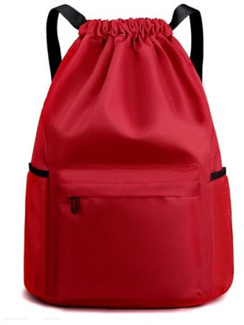 YYKSYDPT Turnbeutel, Wasserdichter Unisex-Rucksack, Oxford-Rucksack mit Reißverschlusstasche vorne, Nylongurte Turnbeutel mit Netztasche, Sportbeutel für Sport, Reisen, Schwimmen