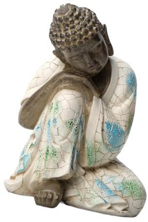 Dualoai Buddha Statue, Dekorative Skulptur, Buddha Figur, Schreibtisch Ornament für Büro Und Zuhause, Schlafender Buddha