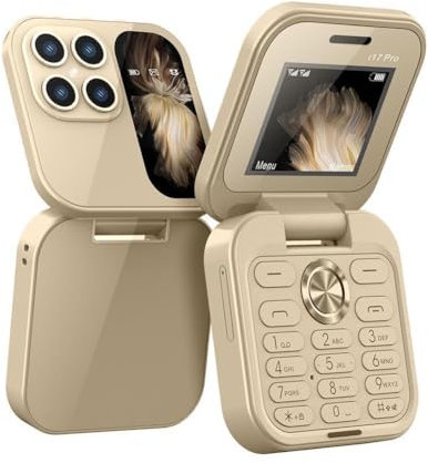 2024 New I17pro Mini Flip Phone Keypad Non-smartphone Elderly Phone 2G Network Radio Speed FM Dial Phone Multilingual Foldable feature mobile Vibration,Small Phone phone,new Vibration,Small ph