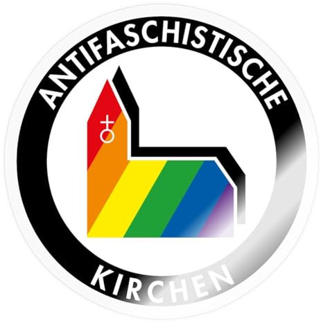 Spreadshirt Antifaschistische Kirchen Christliche Antifa Sticker Aufkleber, 10 x 10 cm, Transparent glänzend