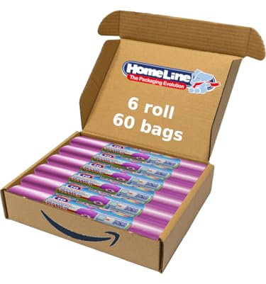 Home Line – 60 Bin Bags 110 Litres – 70 x 110 cm – Vineyard Sacks, Drop Resistant and Ultra Durable | Waste Bag for Different Collection – Pink