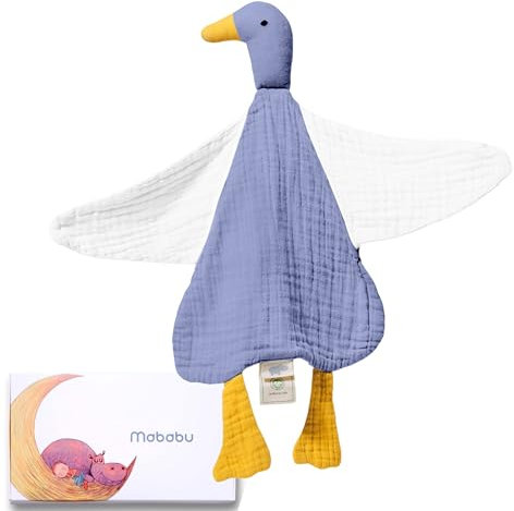 Mababu Schmusetuch Ente | EXTRA weiches Schnuffeltuch aus 100% GOTS Musselin Bio-Baumwolle | Geschenk zur Geburt Schmusetuch für Babys ab 0 Monate & Kuscheltier