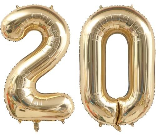 40 Zoll Gold Luftballon Zahlen 20 Champagner Gold Ballon 20. Geburtstag Deko Hell gold Folienballon Zahl 20 Riesenzahl Ballon 20 Party Hochzeit Kindergeburtstag Geburtstag Nummer 20