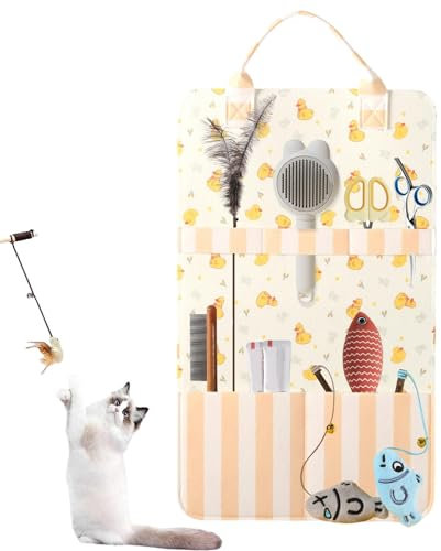 Cat Wand Holder, Pet Toy Bags Storage Bag, Wall Mount Toy Bag, Cat Feather Toy Hanger, Storage Organizer for Organizing Cat Teaser Wand Toys