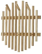 Robas Lund, Wandgarderobe/-paneel BANTRY, Eiche massiv, Natur geölt, 3 große Haken, 3 Haken, runde Optik, B/H/T: 58/60/11 cm