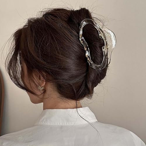 Inateannal Grande pince à cheveux géométrique grande griffe de cheveux barrettes à griffes en plastique blanc pinces à griffes tenue solide pinces griffes acrylique surdimensionnées barrette cheveux