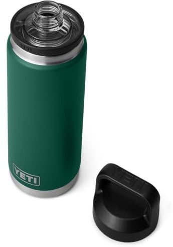 YETI Rambler Bottle Chug, Vacuum Insulated Stainless Steel Bottle with Leakproof Chug Cap, Black Forest Green, 26 oz (769 ml)