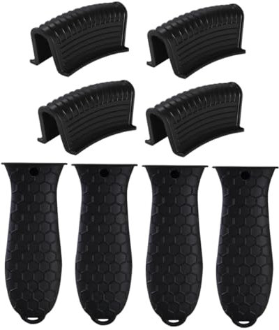 Cabilock 3sets Silicone Pot Handle Cover Pantry Organizers and Storage Pans Holders Duo Crisp Air Fryer Accessories Heat-Proof Pot Cover Pot Handle Covers Cookware Sleeve Black 8pcs*3