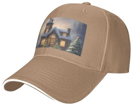 Merry Christmas Print Stilvolle Baseball Cap für Männer, Golfhut mit verstellbarem Rücken, perfektes Zubehör für Männer, natürlich, Einheitsgr��e