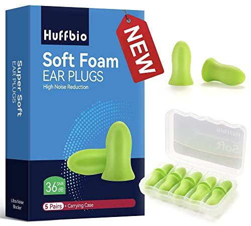 HUFFBIO Schiuma Acustica A Densità Adattiva Tappi Orecchie Per Dormire - Testati In Laboratorio 36dB Riduzione Rumore, Ipoallergenici & Traspiranti Per Chi Dorme Di Lato, Viaggi, Ufficio