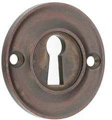 Infinity Decor Solid Brass Vintage Style Slimline Standard Escutcheon Door Lock Keyhole Cover for Front Doors 42mm (Aged Bronze)