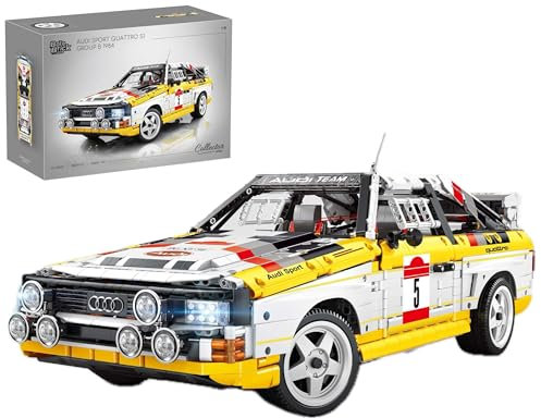 Technik Auto für Audi Sport Quattro S1 Group B 1984, Mit LED Licht, 1:8 Groß Automodell Bausatz, 3887 Teile Klemmbausteine Rennwagen MOC Set
