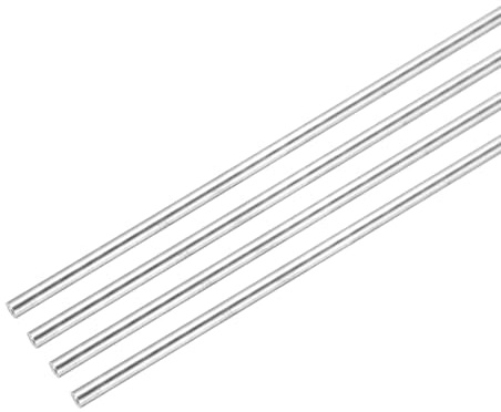 QUARKZMAN 4 Stück Aluminium Rundstab 3mm x 305mm 6061 Aluminium Stange Massivmetall Drehbank Stab Lager für DIY Bastelmodellauto (Silberton)