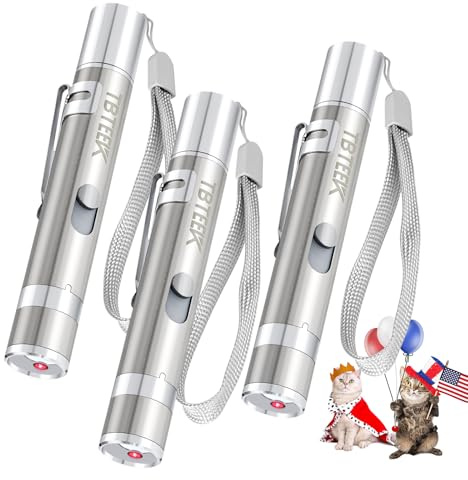 TBTeek Juguetes para gatos, juguete recargable por USB, 3 modos de luz y 5 patrones ajustables, juguete interactivo portátil para mascotas, perro, gato, ratón, juguete para divertirse y jugar (3