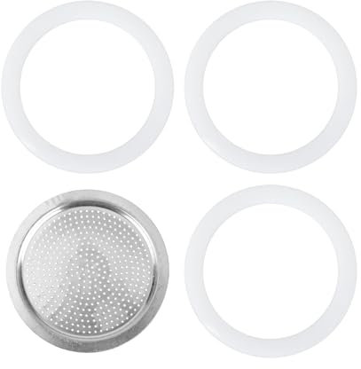 lasuroa Filtro con 3 Juntas, Filtro Aluminio Junta de Silicona Accesorios para Cafetera Moka Piezas de Repuesto para Bialetti Dama 6 Tazas Venus Musa Kitty 6 Tazas