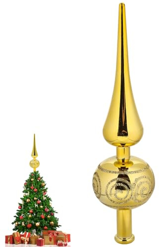 ZDNT Christbaumspitze Gold,Weihnachtsbaumspitze,Weihnachtsbaumspitze Kunststoff,Baumspitze Weihnachten,Christbaumspitze Satin,Weihnachtsbaumspitzen,Tannenbaumspitze dekoriert für den Christbaum