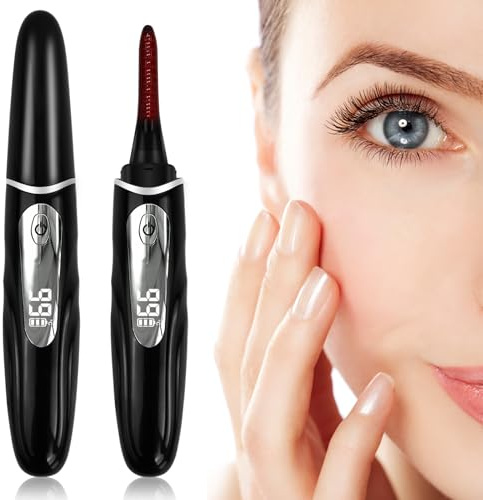 Focenat Wimpernzange Beheizbar, Beheizte Wimpernzange, Wimpern Curler Elektrisch, USB Wiederaufladbar, Präzise Temperaturregelung Beheizte Wimpernzangen für Frauen (Schwarz)