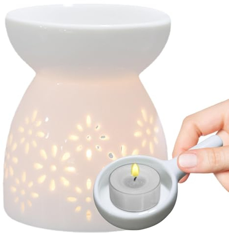 Duftlampe Aus Keramik In Weiß, 50ml Aromalampe Für Ätherische Öle Und Duftwachs Mit Kerzentablett, Keramik Diffuser Für Wohnung Und Schlafzimmer