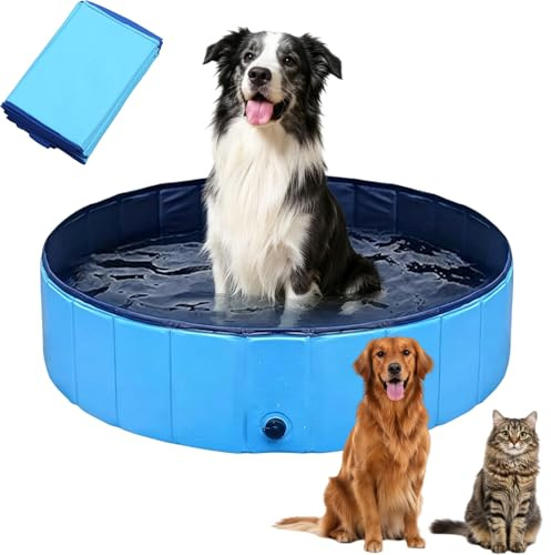 Portable Foldable Dog Pool for Small & Large Dogs, Anti-Slip Paddling Pool for Cats, Durable PVC Hundepool for Travel & Backyard, Easy to Clean Pet Pool, （120x30/100x30cm） (80 * 30)