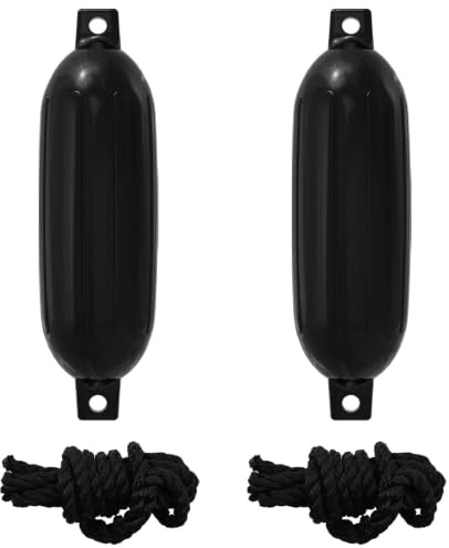 vidaXL Fendini per barche 2 pz Ø 14 x 50 cm Nero PVC, Attrezzature Marine, Design Moderno, Resistente all'Acqua, Protezione per Bote, Fenders per Porto, Accessorio Nautico