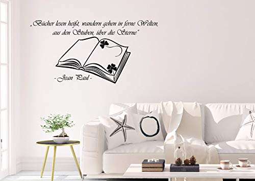 Wandtattoo/Wandsticker/Wandaufkleber ***Bücher lesen heißt, wandern gehen in ferne Welten - (Größen und Farbauswahl)