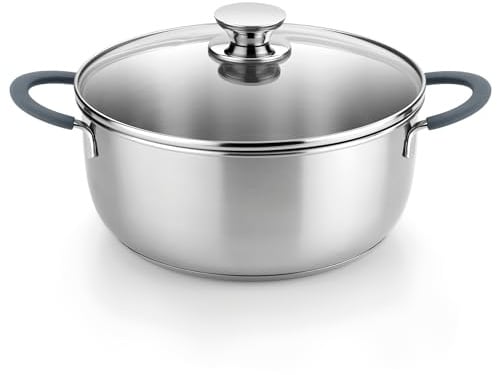 BRA Master | Cacerola 20 cm, Acero Inoxidable | Acero Inoxidable, Sin Antiadherente, Sin PFOA, Apta para todo tipo de Cocinas, Asas Acero Inoxidable recubiertas de Silicona