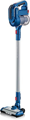 Severin HV 7160 Scopa aspirapolvere Senza Filo, Ciclonica, Spazzola motorizzata ad Alta efficienza, 140 W, Luci a LED, Animal Care, Filtro HEPA Longlife, Blu/Rosso