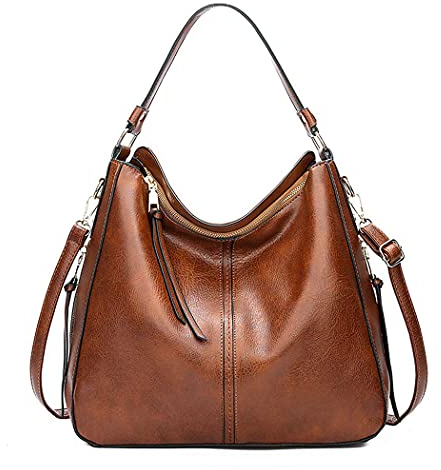 AINUOEY Femme Sac a Main Sacs à Bandouliere Portés épaule Feminin Cabas Original PU Cuir 76670 1pc ensemble Marron