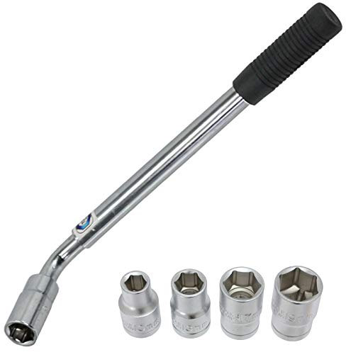 Spares2go Extendable Wheel Nut Socket Wrench 10mm 13mm 17mm 19mm Brace Breaker Power Bar 1/2 dr