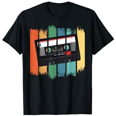 Klassische Musik und 80er Nostalgie Bekleidung Retro Kassettenband 80er Vibes Vintage Musik Fans T-Shirt Schwarz S Unisex-Erwachsene, Unisex-Kinder Halbarm Klassisch Crew-Kragen Retro T-Shirt