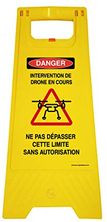 AUA SIGNALETIQUE - Chevalet signalisation - Poids 1KG en Plastique- (Intervention Drone Danger)