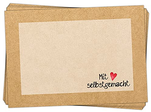 Logbuch-Verlag 25 Etiketten Mit Liebe selbstgemacht zum Beschriften - blanko Aufkleber 7,4 x 5,2 cm Marmeladen