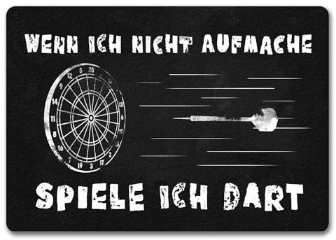 speecheese Wenn ich Nicht aufmache Spiele ich Dart Fußmatte in 35x50 cm ohne Rand mit Dartscheibe witziger Darts Fußabtreter mit Spruch als Geschenk für Dartspieler