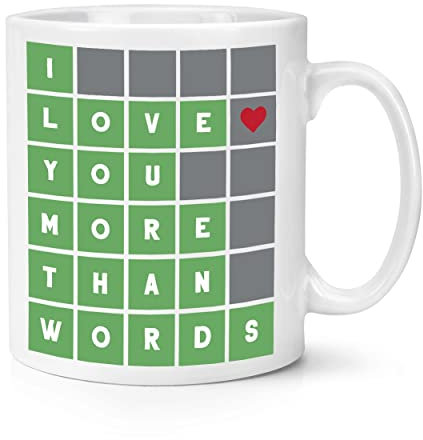 I Love You More Than Words Puzzle Wordle Inspired 10oz Mug Cup Valentines Day Gift Wife Girlfriend