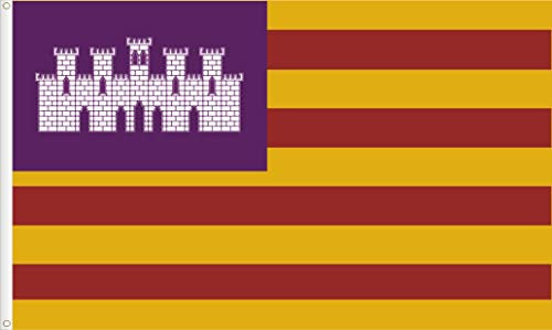 BANDERA DE LAS ISLAS BALEARES. CALIDAD RASO PREMIUM 120D. TAMAÑO GRANDE 150X90 CM