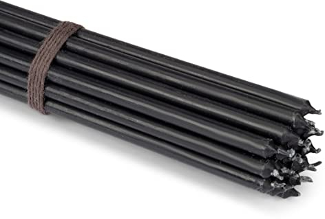 NKlaus - 20x Stabkerzen schwarz Tropffrei L 24cm Ritualkerze Premiumwachs Paraffin 36128