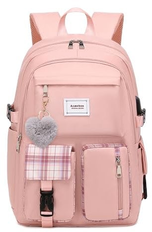 Acmebon Mädchen geräumig Mode Laptop Rucksack Casual täglichen Rucksack für Frauen Rosa