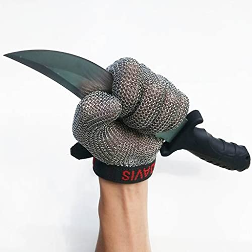 Stainless Steel Chainmail Gloves, Kitchen Chef Cut Resistant Gloves, Oyster Shell Potato Slicing Safety Work Gloves (Size : 1PCS/M)