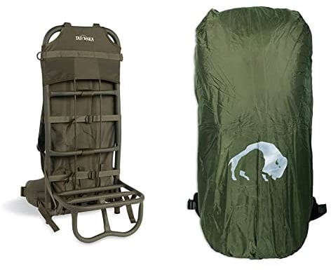 Tatonka 1130 Lastenkraxe, Olive, 78 x 35 x 28 cm, 80 Liter & Regenhülle Rain Flap, cub, 12 x 9 x 9 cm, 80 Liter