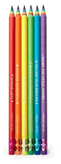 Legami - Lot de 6 crayons HB en papier recyclé, crayons arc-en-ciel avec phrases inspirantes, gomme à la base, Ø 0,6 cm, RPS0001
