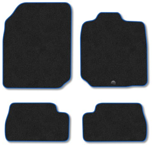 Nissan Micra (2003-2010) Carpet Car Mats | Blue Edge Trim Tailored Fit Floor Mats Full Coverage Protection Accessories Easy Clean Anti Slip Made in the UK