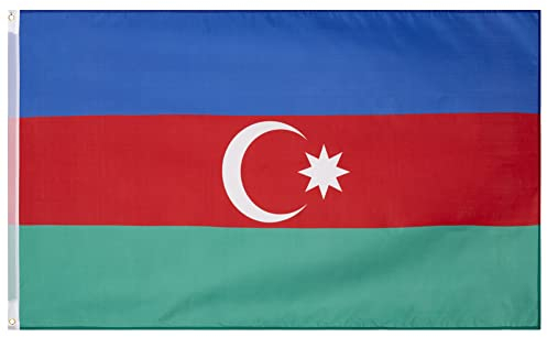MUWO Flagge Nations Together 90 x 150 cm Nationalmanschaften, doppelseitige Gartenflagge, wetterfeste Fanflagge, Fußballflagge Polyester Länderfagge Deutschland mit Ösen (Aserbaidschan)