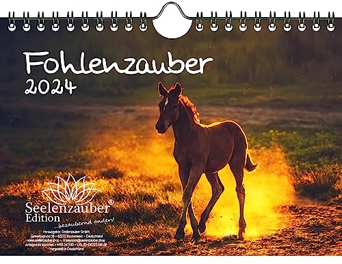 Fohlenzauber DIN A5 Wandkalender für 2024 Pferde und Fohlen - Seelenzauber