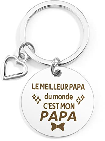 QONCV Fete des Peres Original Porte Clef Personnalisé Anniversaire Papa Idées Cadeaux, Cadeau Merci Papa Noel Remerciement Idee, Cadeau Fête des Pères Saint Valentin Cadeaux