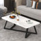 GLTZEN Couchtische aus Glas für Wohnzimmer, Moderne rechteckige Couchtische für Wohnzimmer und Beistelltisch Tischplatte aus Kunstmarmor mit schwarzem Metalluntergestell, Moderne Wohnzimmertischset