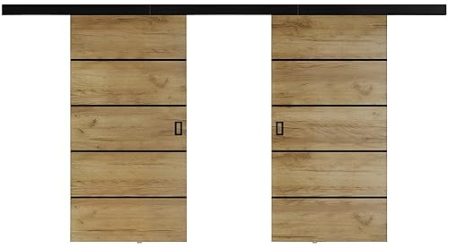 KIER FURNITURE Türen Werdi Duo 192 Moderne Schiebetüren - Wandschiebetür - Universal Links und Rechts - Metallschiebesystem - Robust, Haltbar - Stabil, Langlebig - Eiche Craft B192xH205xT1,6 cm