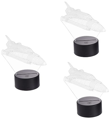 UKCOCO 3st Led-nachtlichtlampe 3d-schreibtischlampe Nachtlicht Farbe Ändern 3d-illusions-spielzeuglampe Space-shuttle-lampe 3d-visualisierungslampe Weihnachten Startprogramm Acryl Kind