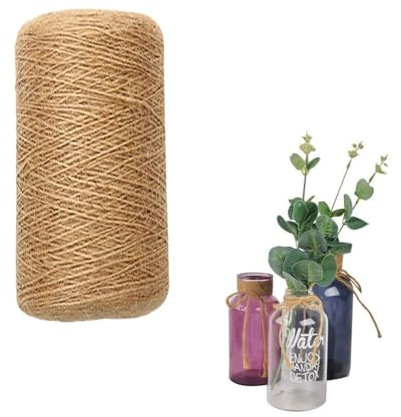 Cuerda de Yute,Natural Yute Twine,Cuerda Decorativa,Yute Natural Marrón,Cuerda de Cáñamo Natural Vintage,1mm Cuerda Cañamo,para Embalaje,Floristería,DIY, Manualidades,Decoración de Bodas, 400m