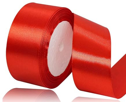 Rot Satinband 40mm, 22Meters Schleifenband Rot Geschenkband Dekoband Stoffband für Geschenk, Basteln, Nähprojekte, Haarschleifen, Brautstrauß, Hochzeits Dekoration